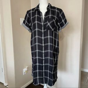 Ahercrombie & Fitch short sleeve plaid shirt dress size: LTall